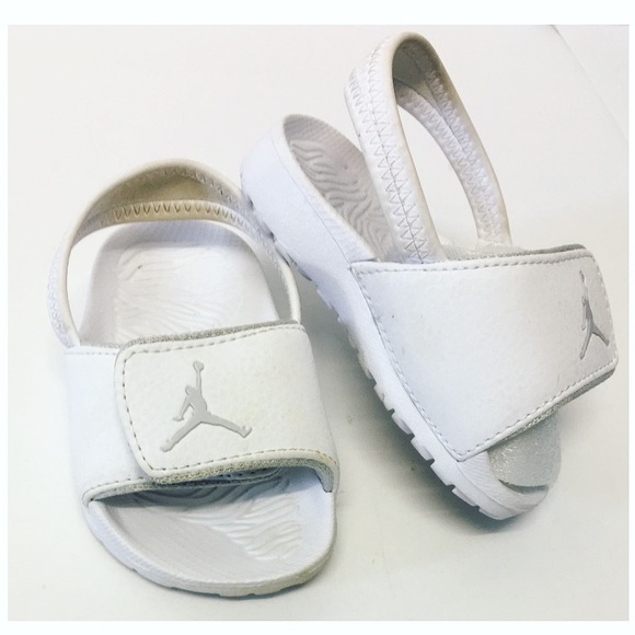all white jordan slides